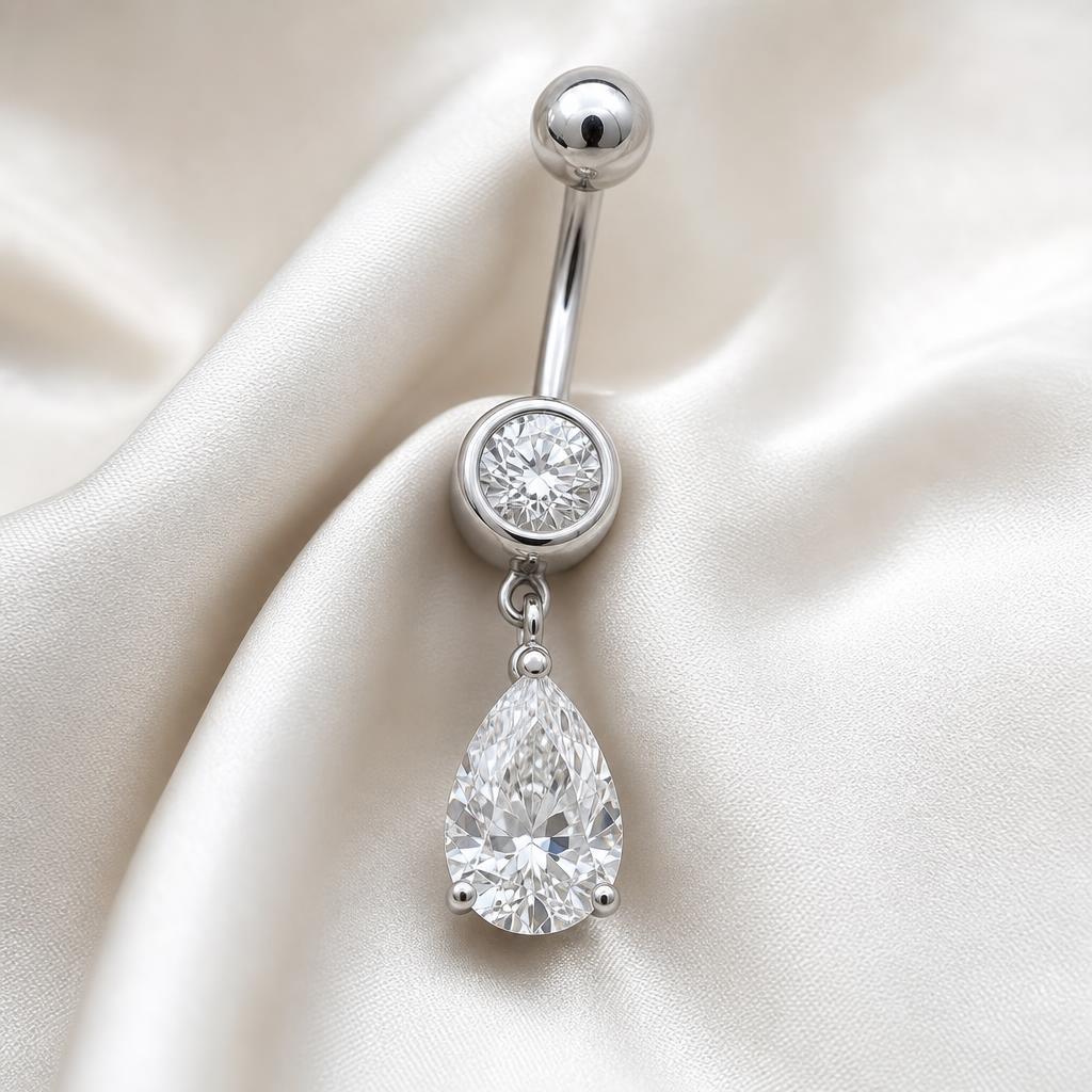 Diamond Teardrop Belly Ring