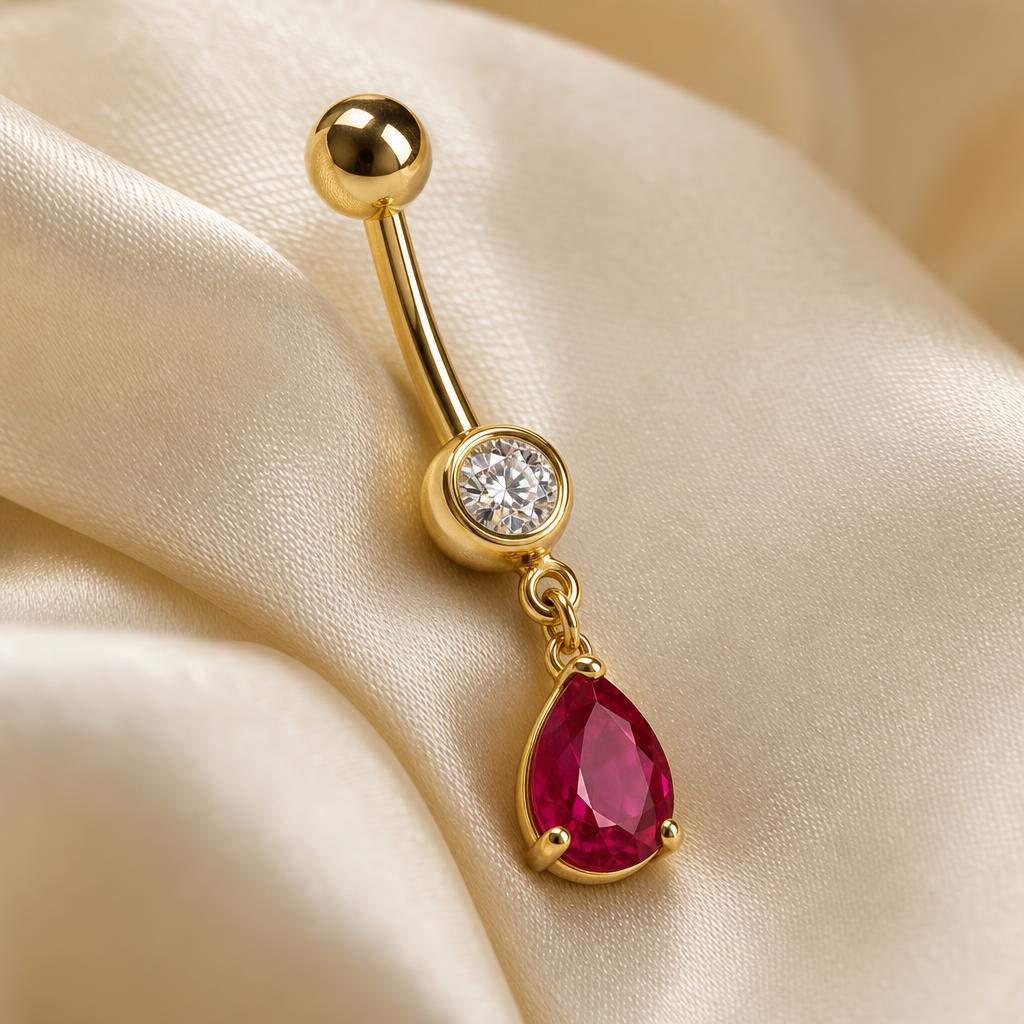 Ruby Teardrop Belly Ring