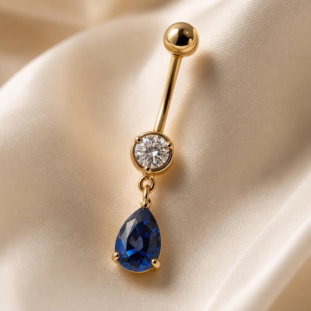 Sapphire Teardrop Belly Ring