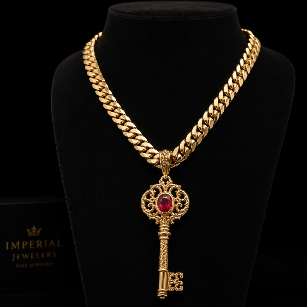 Treasure Key Men's Necklace · Ruby