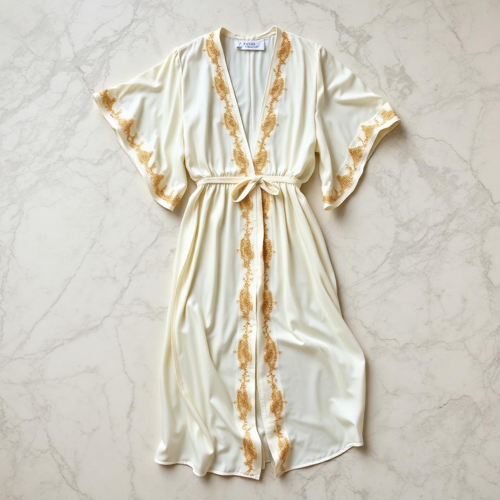 Ivory Gold-Embroidered Kaftan