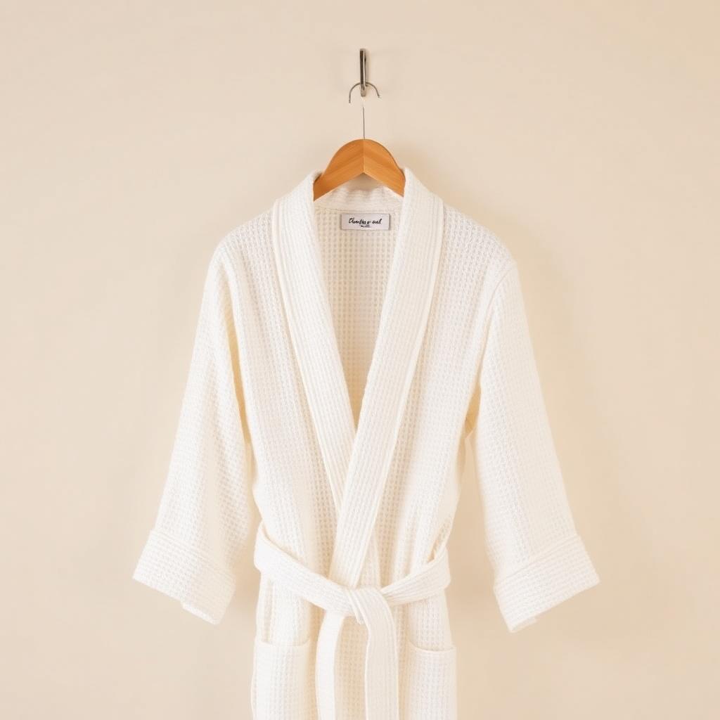 Ivory Waffle Robe