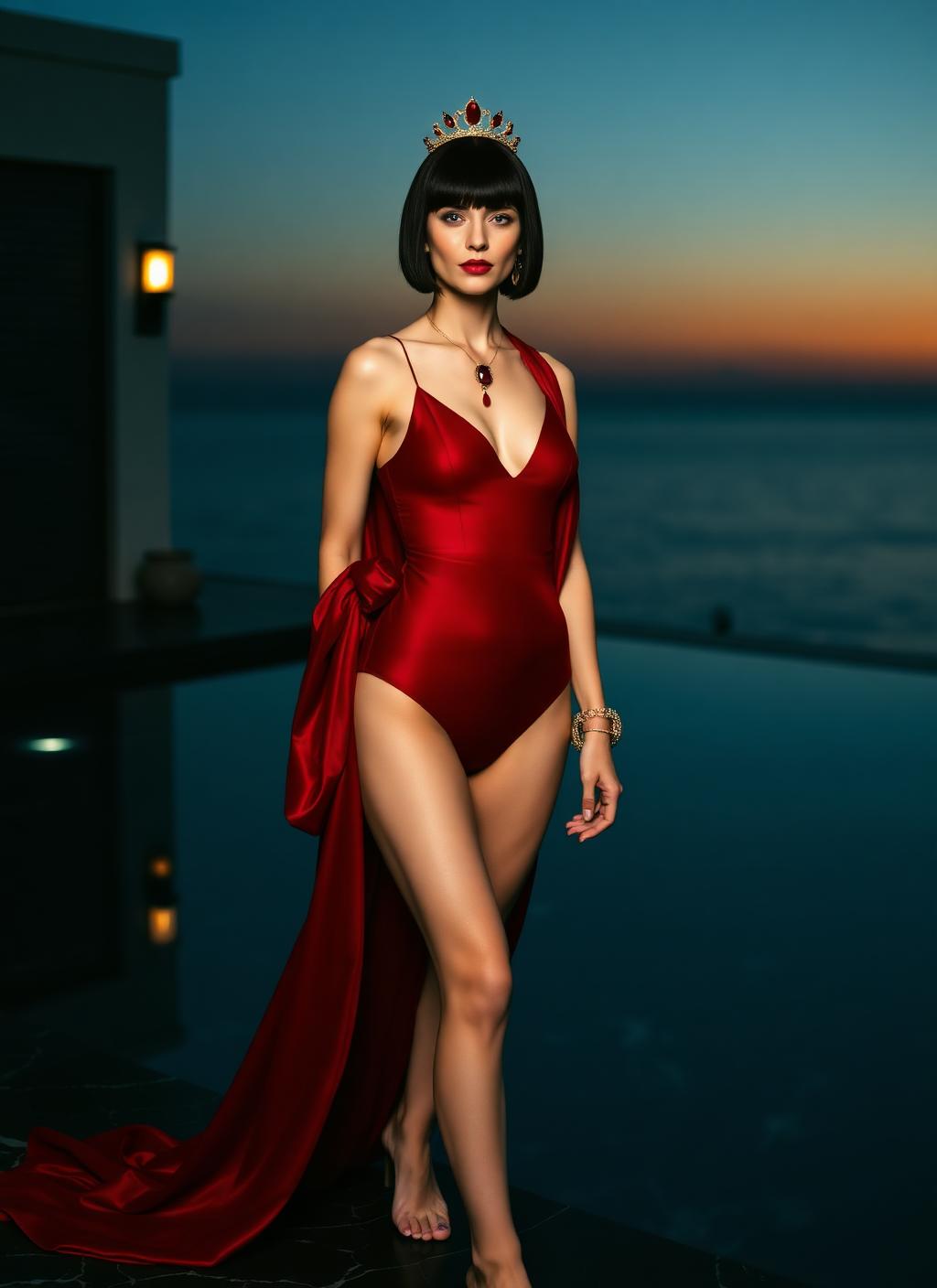 Ruby Queen — full jewelry set with matching swimwear and coverup